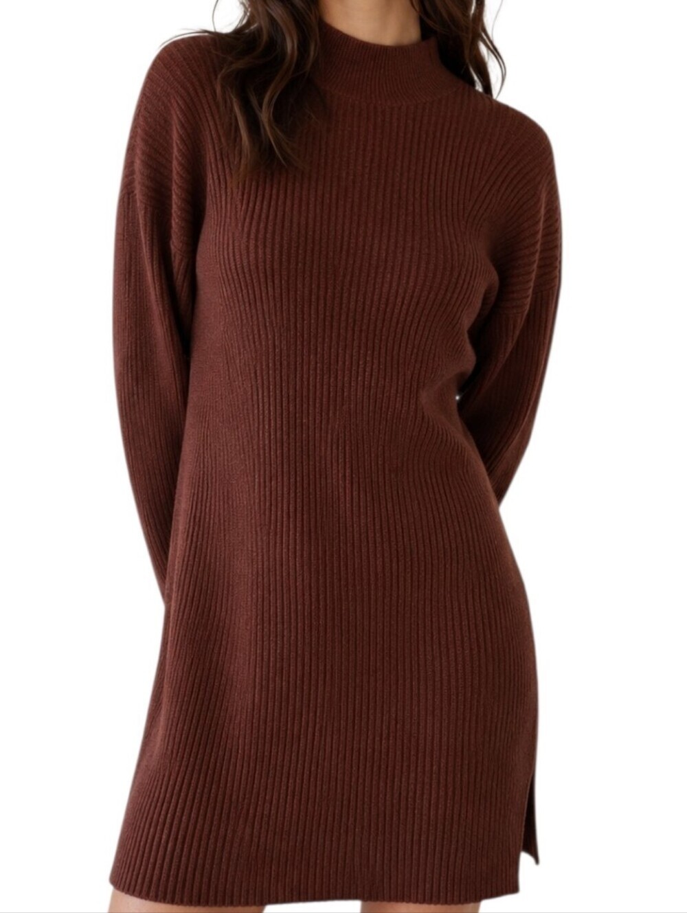 Abercrombie Fitch Sweater Dress Brown Women Large Knit Cozy Office Chunky Knit